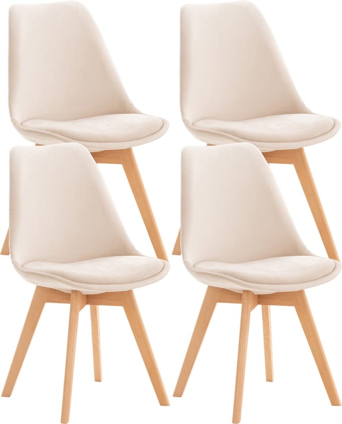 CLP Linares Set van 4 eetkamerstoelen beige Fluweel