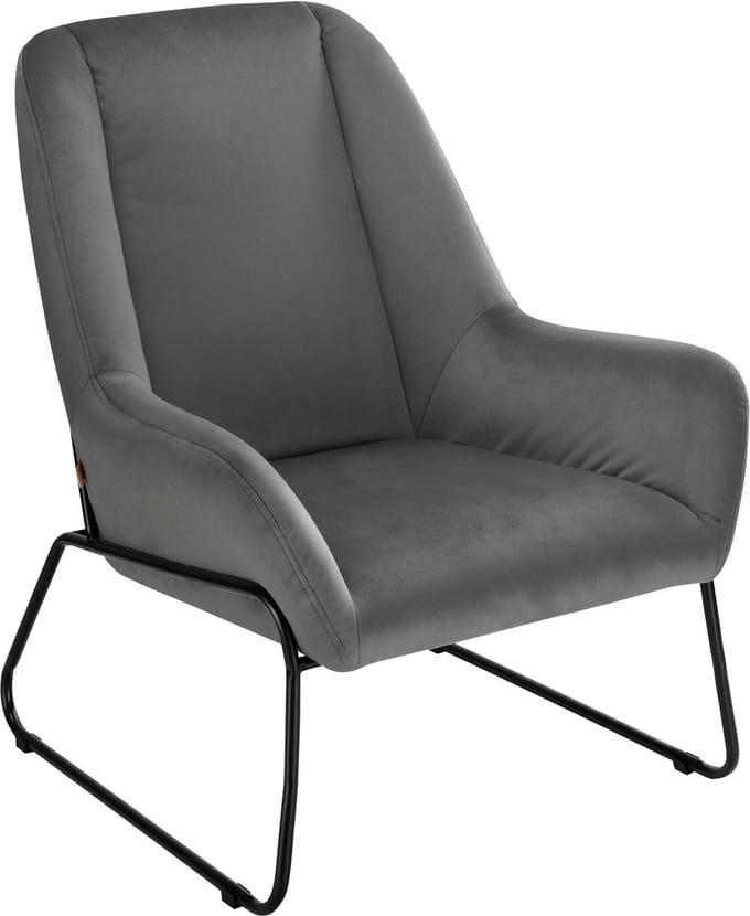 Casero-Fauteuil in fluweel zwart grijs