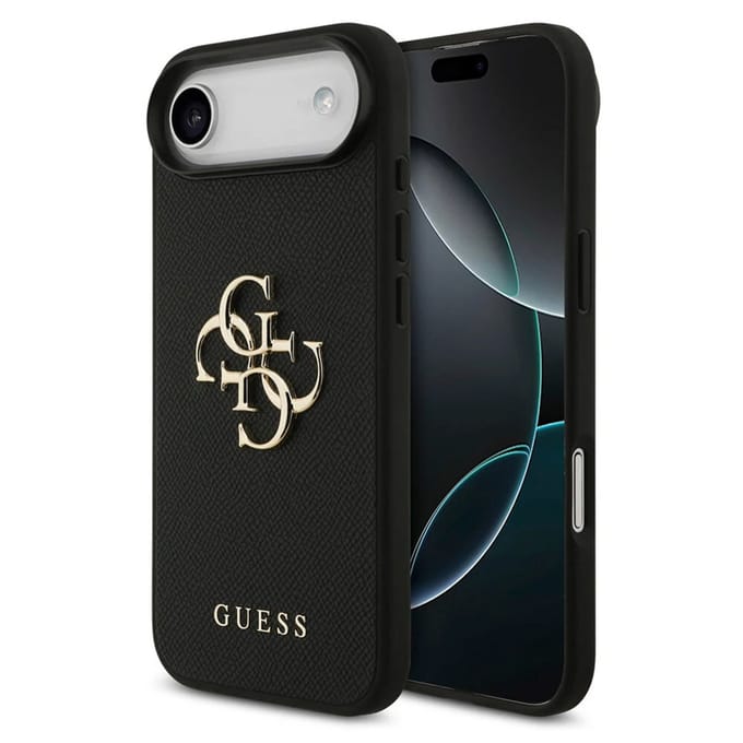 Guess Back Cover voor iPhone 17 Air - Zwart - Slanke pasvorm - Verhoogde randen - Griptextuur