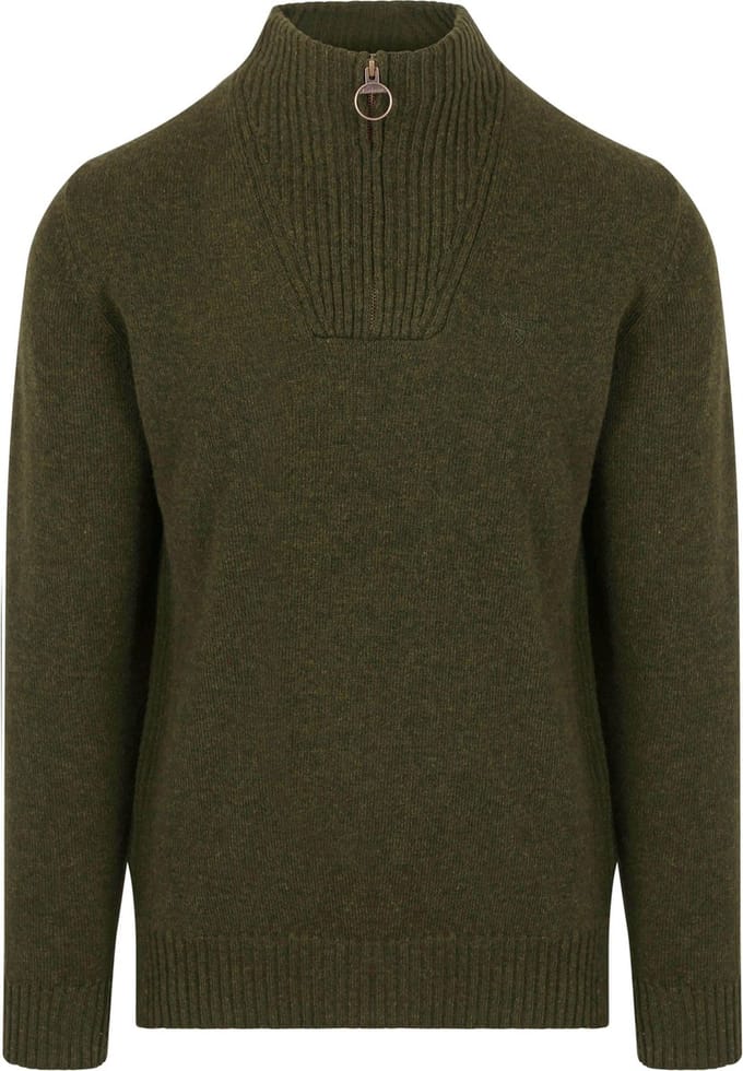 Barbour Half Zip Trui Wol Olijfgroen - Maat M - Heren - Schipperstrui