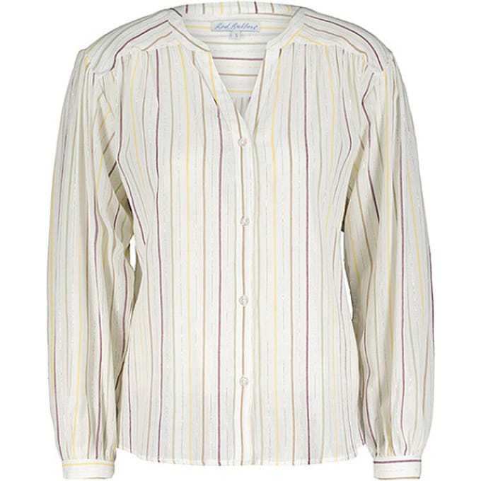 Red Button Blouse SRB4243 Lurex stripe - Ecru