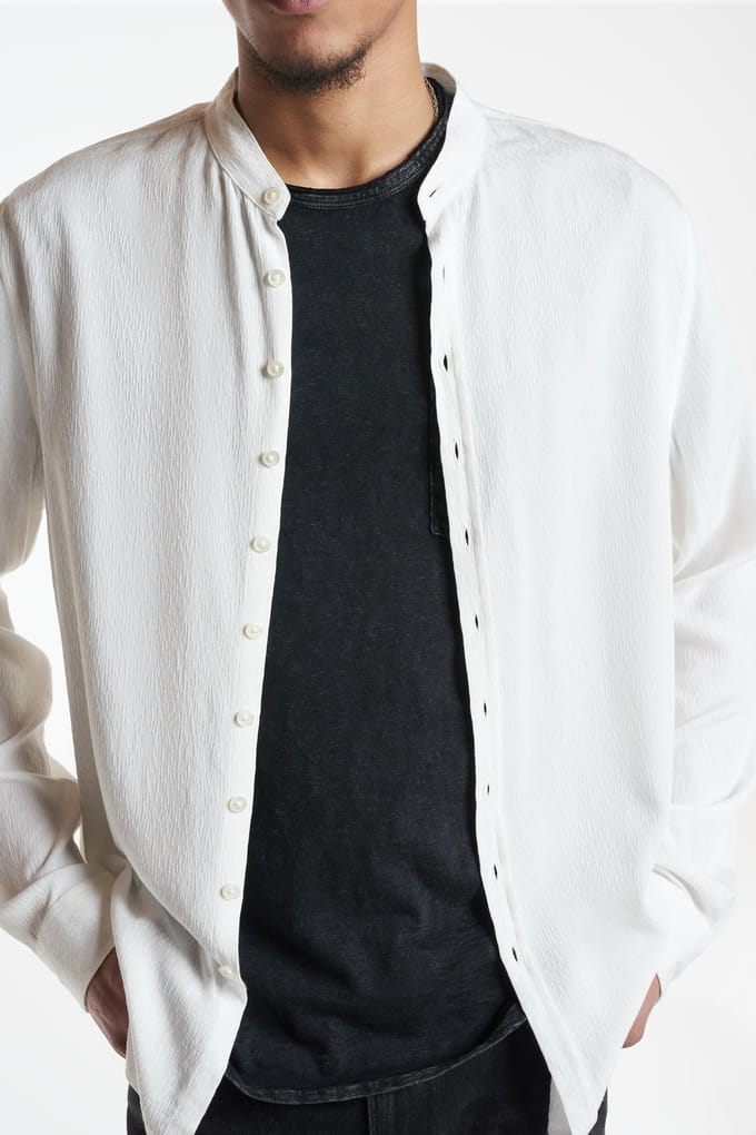 John Varvatos Multi Button Band Collar Shirt White Taglia: L | Camicie Business Outlet | Uomo | Bianco