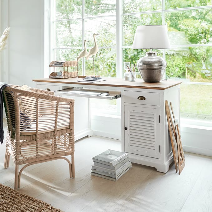 LOBERON Bureau Belleplain wit/bruin