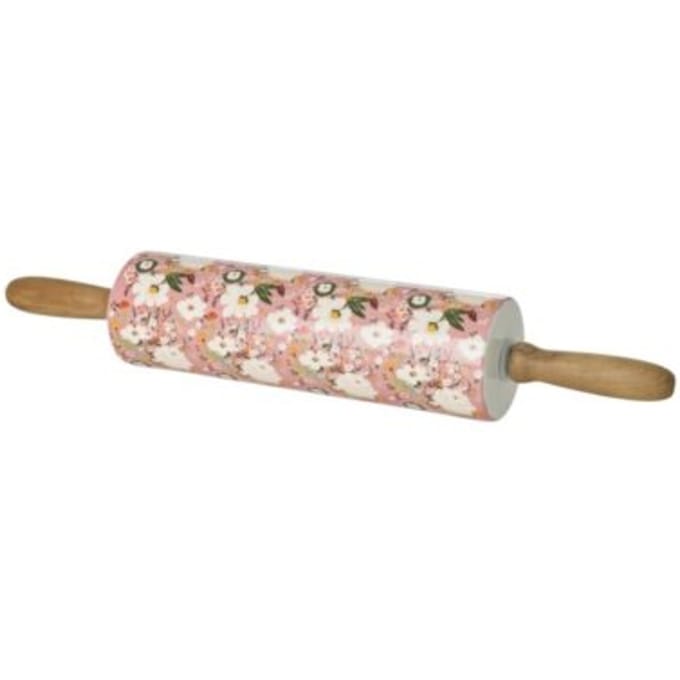 Rice keramieken deegroller, roze alison flower print
