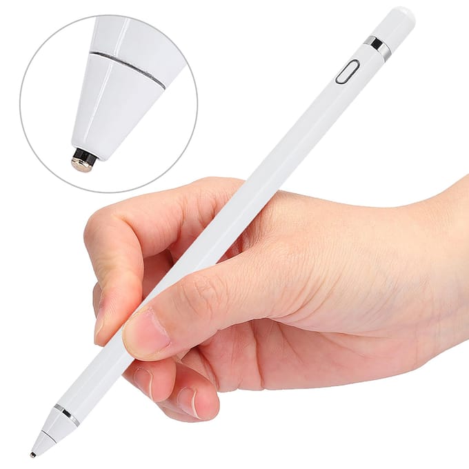 Stylet à écran tactile Batterie au lithium intégrée Capacitif Tablette Téléphone mobile Universel(blanc ) blanc