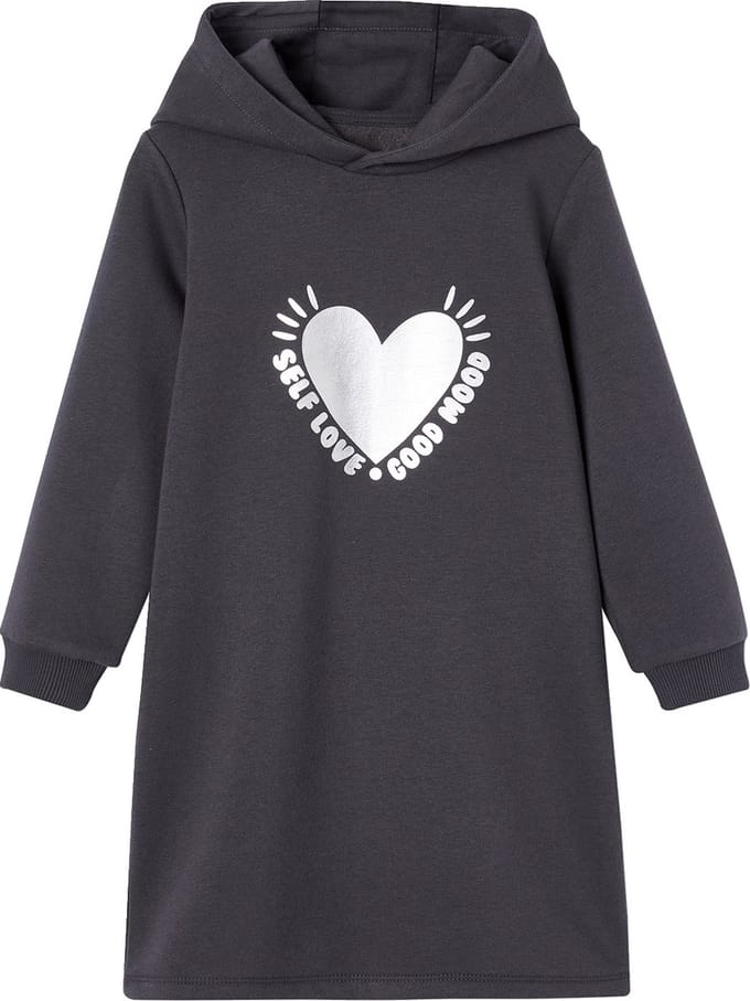 Vertbaudet Meisjesjurk van sweatstof met capuchon en mooie details