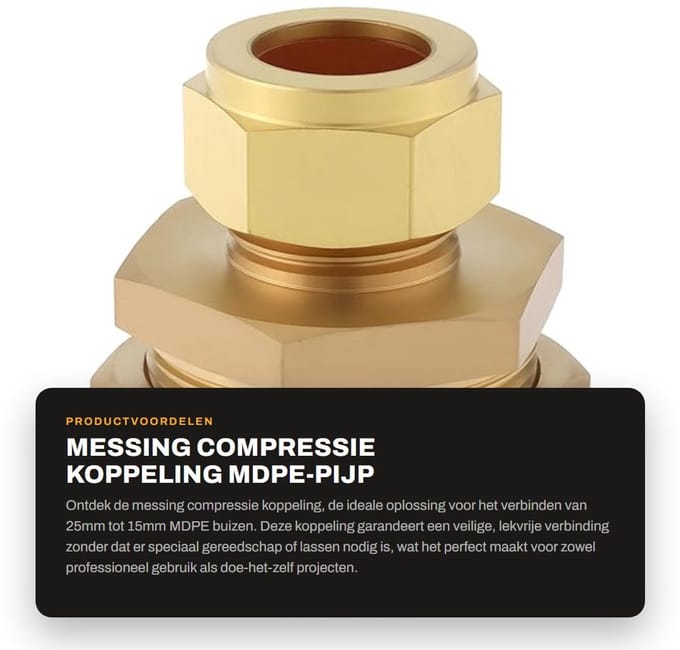 Dailygoods - Messing Compressie Koppeling - MDPE-Pijp Verbinder