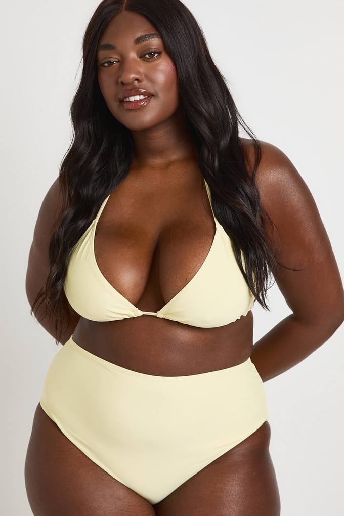 boohoo Dames Plus Essentials Hoge Taille Slip | Lemon | Maat: 26