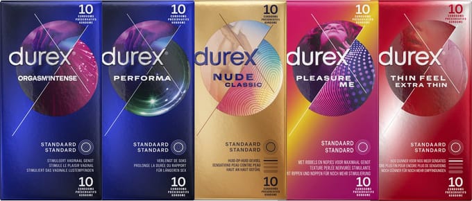 Durex - 50 Condooms - Orgasm Intense - Performa - Nude - Pleasure me - Voordeelverpakking