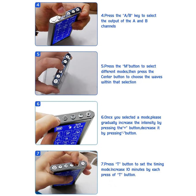 Pulse Digital Meridian Therapy Elektronische Puls Massager Machine 24 Modi Spierstimulator Pijn 24 Modes blue