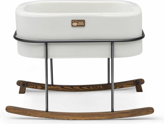 Asir Wieg - 90 x 70 x 58 cm - Wit Zwart - Inclusief matras