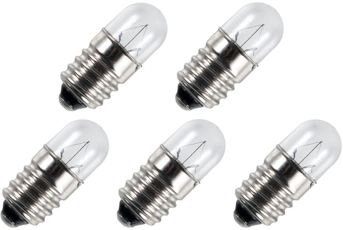 Signaallamp E10 12V 2W - 166 mAh - 5 stuks - T9 Gloeilamp Ø9mm - 23mm - 2500K - Dimbaar