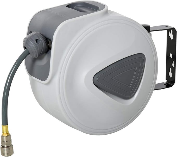 Automatische Persluchtslanghaspel 10 m - 1/4 inch Aansluiting - Wandmontage - 18 bar