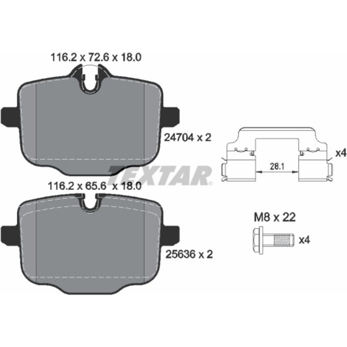 Remblokset TEXTAR 2470401, achter