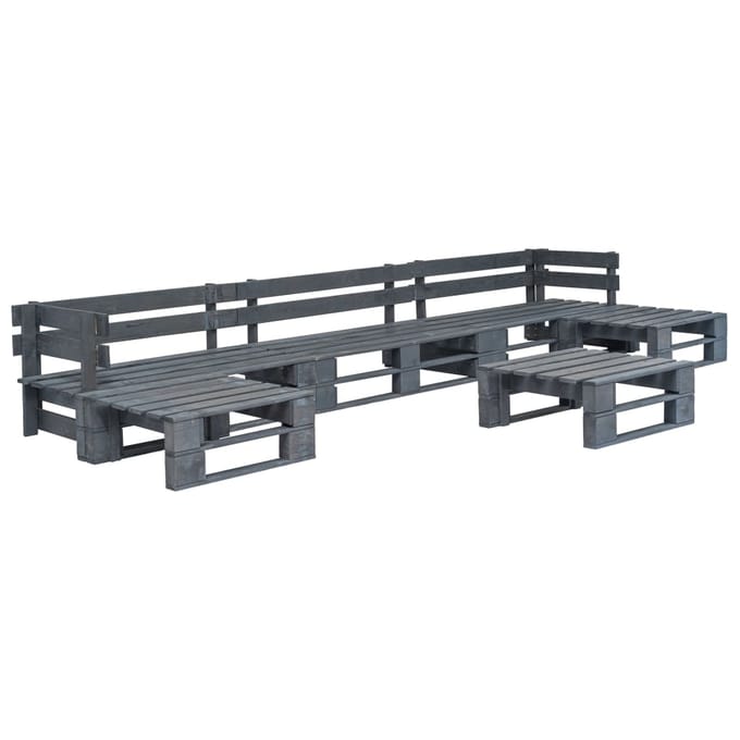 vidaXL - 6-delige - Loungeset - pallet - hout - grijs