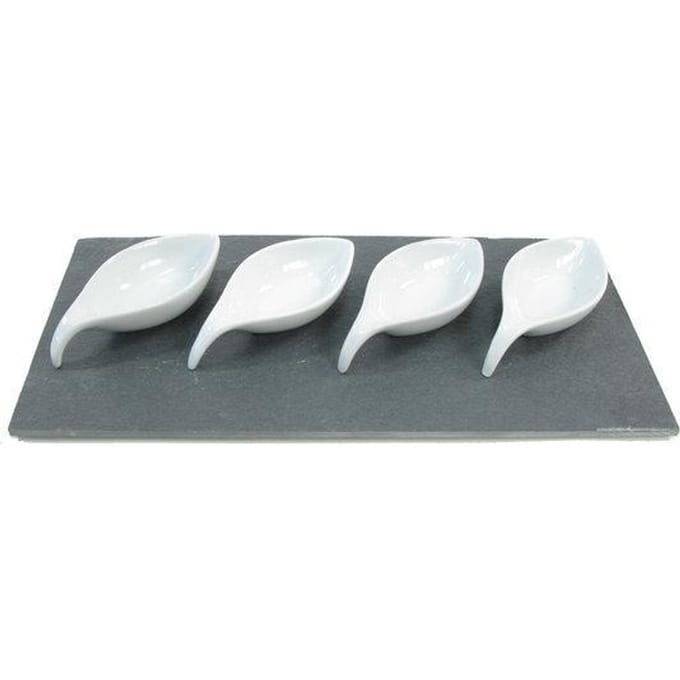 Amuse schaaltjes met bord - 5-delig - Wit
