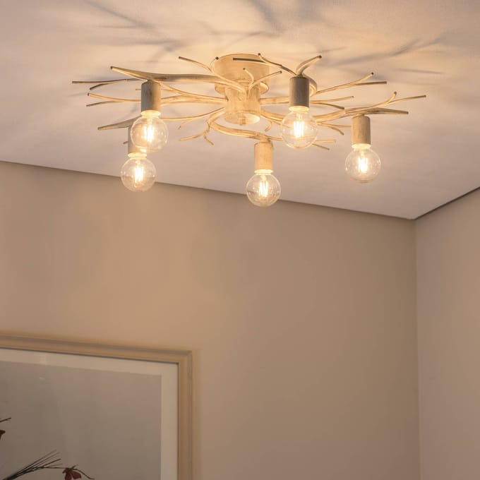 Luminex Plafondlamp Xavier, handgeschilderd,  5-lamps