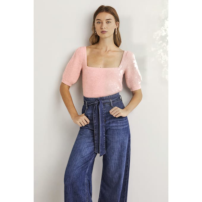 Boden Square Neck Fluffy Jumper Pnk Maat: XL | Gebreide Truien Outlet | Dames | Roze