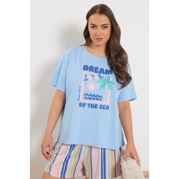 Yours Blauwe 'Dream By The Sea' Pyjamatop Size 58-60