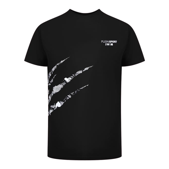 Korte Mouw Ronde Hals Scratch Logo T-shirt in Donkergrijs