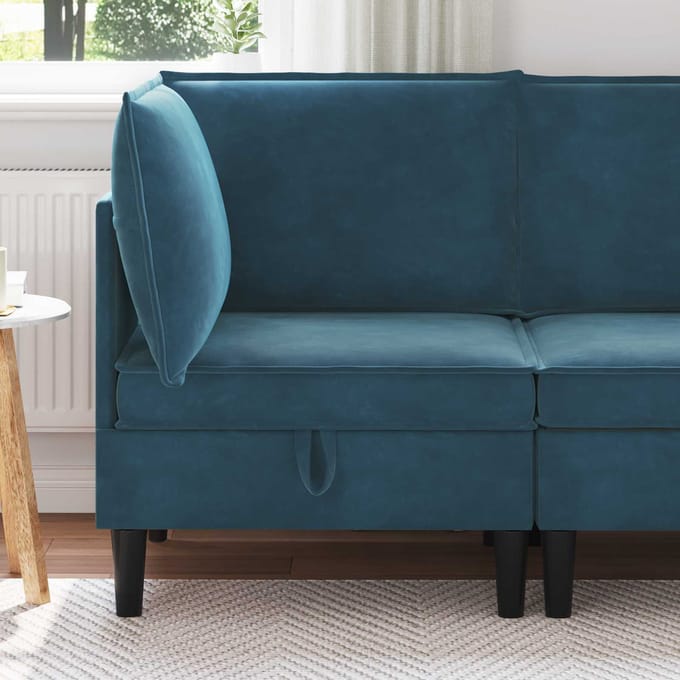 vidaXL - Sofa - met - opslag - Blauw - Fluweel