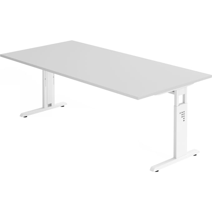MEGA 2E W | Bureau - 200 x 100 Tafelhoogte I In hoogte verstelbaar Grijs/Wit