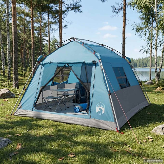 vidaXL - Instanttent - waterdicht - 3-persoons - Blauw