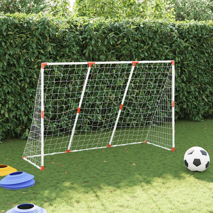 vidaXL - Kindervoetbaldoel - met - ballen - 2-in-1 - 184x64x124 - cm - wit