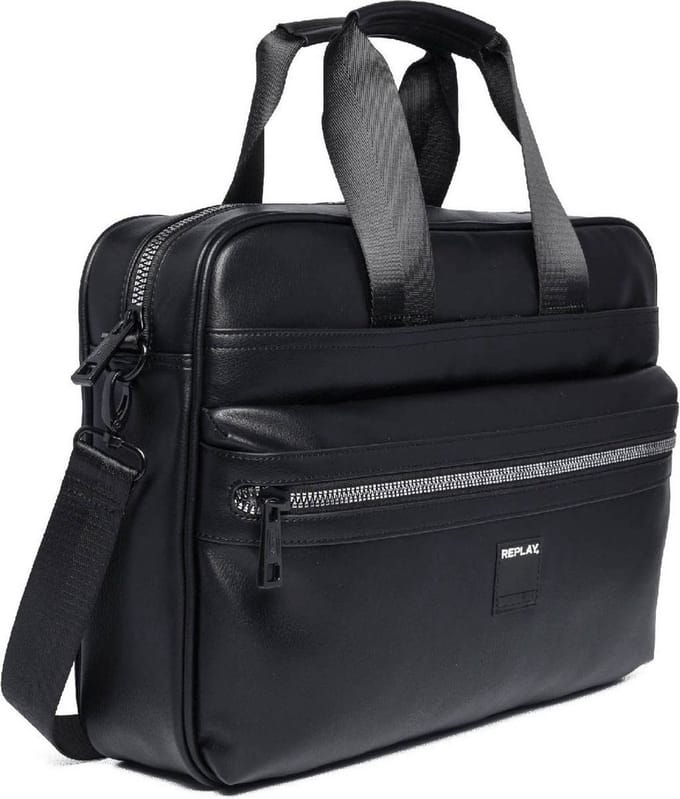 REPLAY Laptoptas Schoudertas met laptopvak Working Bag Black Zwart
