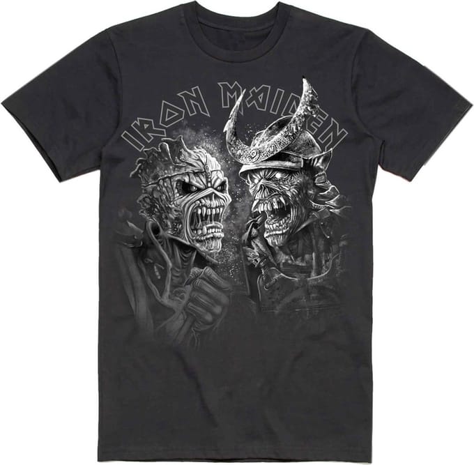 Iron Maiden - Senjutsu Large Grayscale Heads Heren Tshirt - 2XL - Zwart
