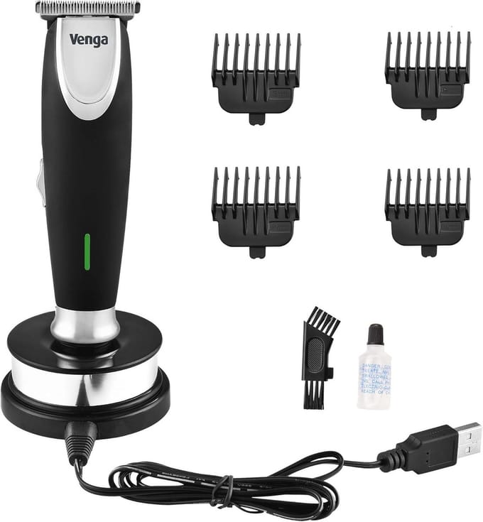 Baardtrimmer voor heren - Snoerloos, Snellader met USB, Dichtbij Trimdesign, Vintage Ontwerp