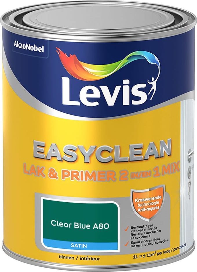 Levis - Easyclean Lak & Primer 2-In-1 Mix - Clear Blue A80 - Mengverf - 1 L