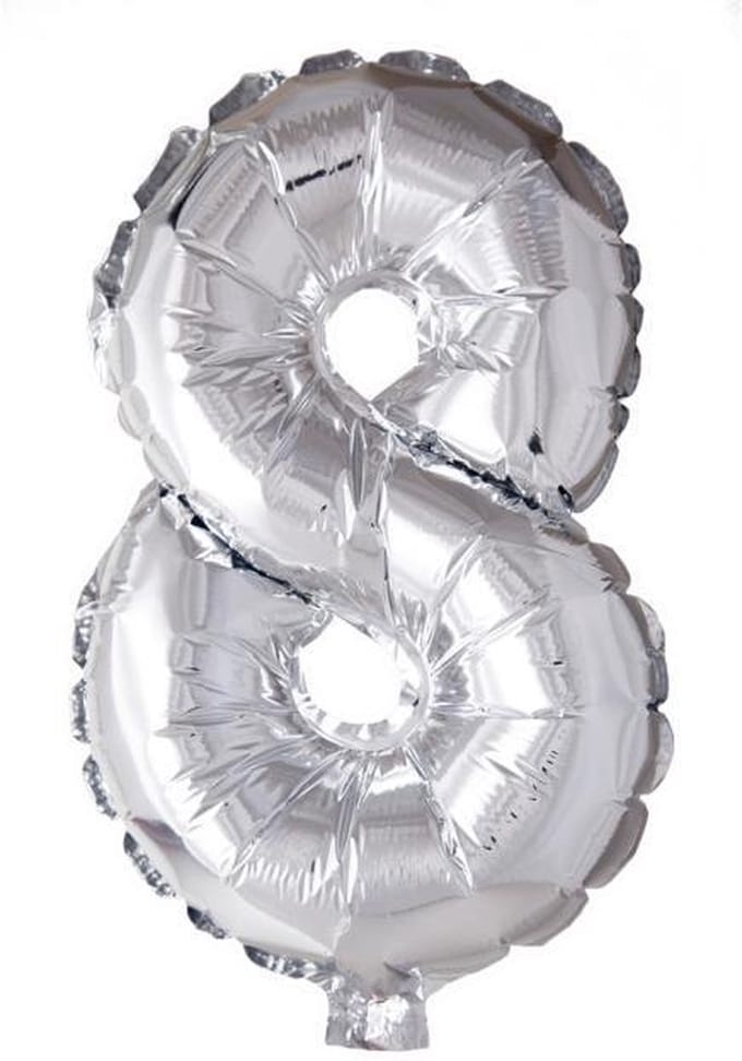 New Age Devi - Folieballon 8-jaar zilver 41cm
