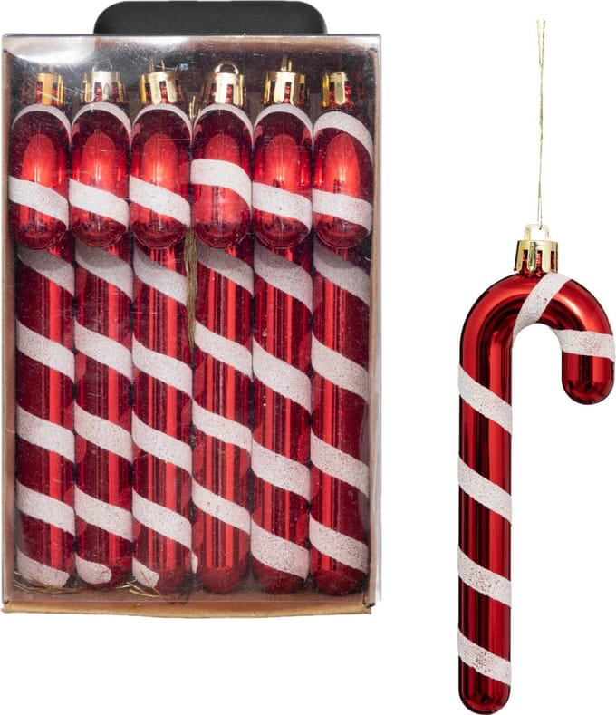 Feeric lights and christmas kersthangers zuurstokken 6x -plastic- 14cm