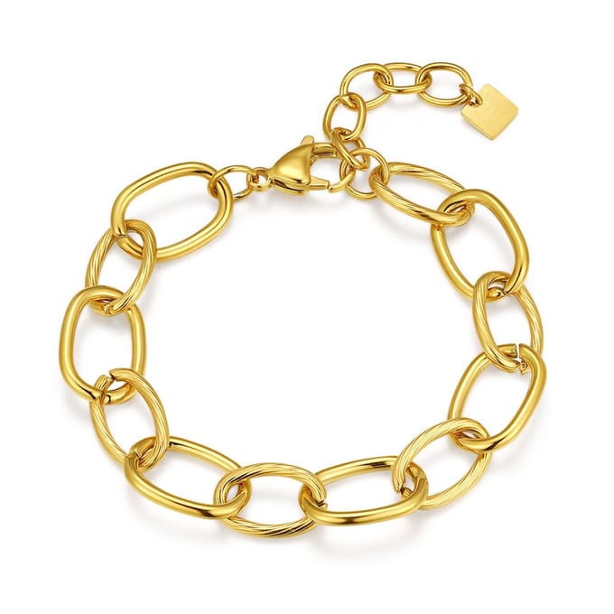 Twice As Nice Armband in goudkleurig edelstaal, schakels Goudkleurig 17cm+3cm