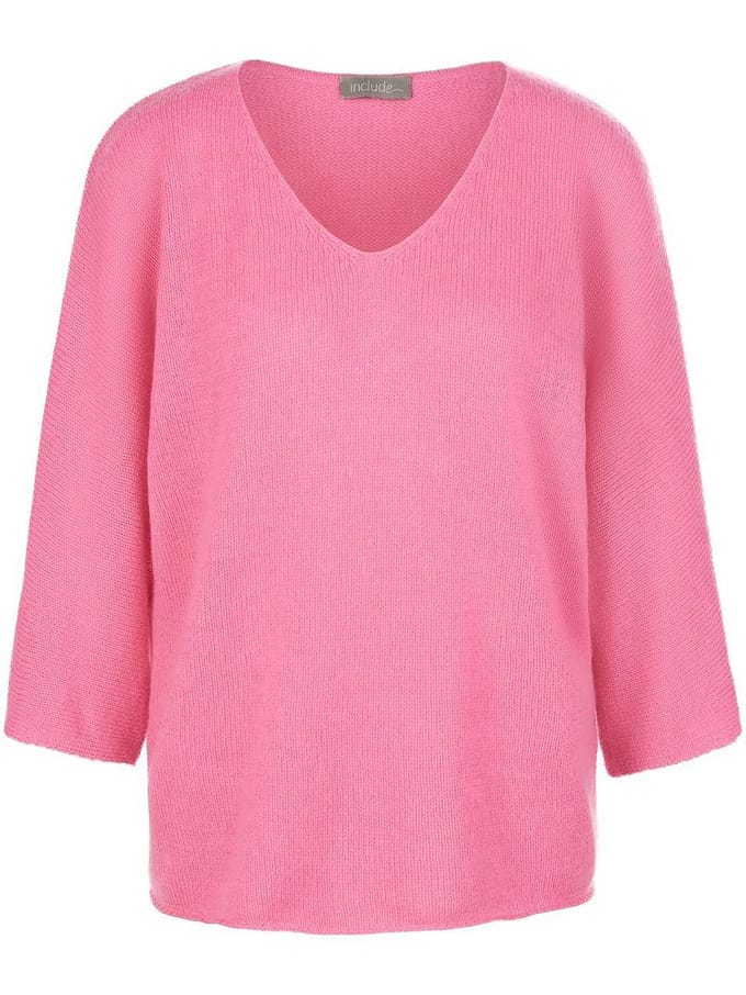 Trui V-hals 100% kasjmier Van Peter Hahn roze