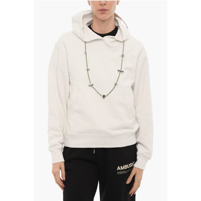 Effen STOPPERS hoodie met afneembare ketting in wit