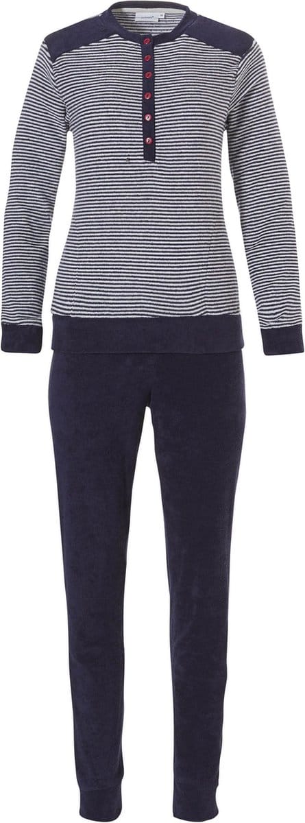 Pyjamaset Pastunette - Cozy Stripes - Blauw - Badstof - Maat 46