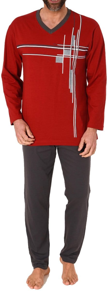 Elegante herenpyjama met lange mouwen en frontprint - ook in oversizes
