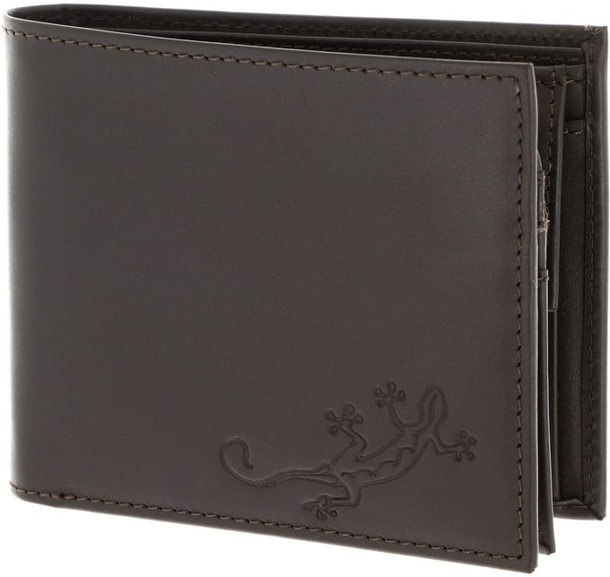 oxmox Leren portemonnee Leather RFID Protect Querscheinbörse Lizard Embossed Brown donkerbruin