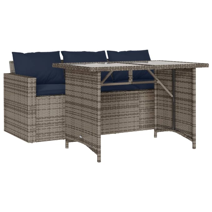 vidaXL - 2-delige - Tuinset - met - kussens - poly - rattan - grijs