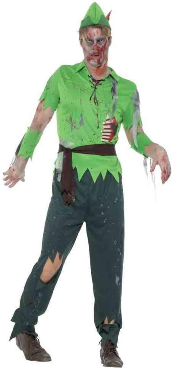 Zombie Kostuum | Peter Pan Kan Niet Vliegen | Man | Medium | Halloween | Verkleedkleding