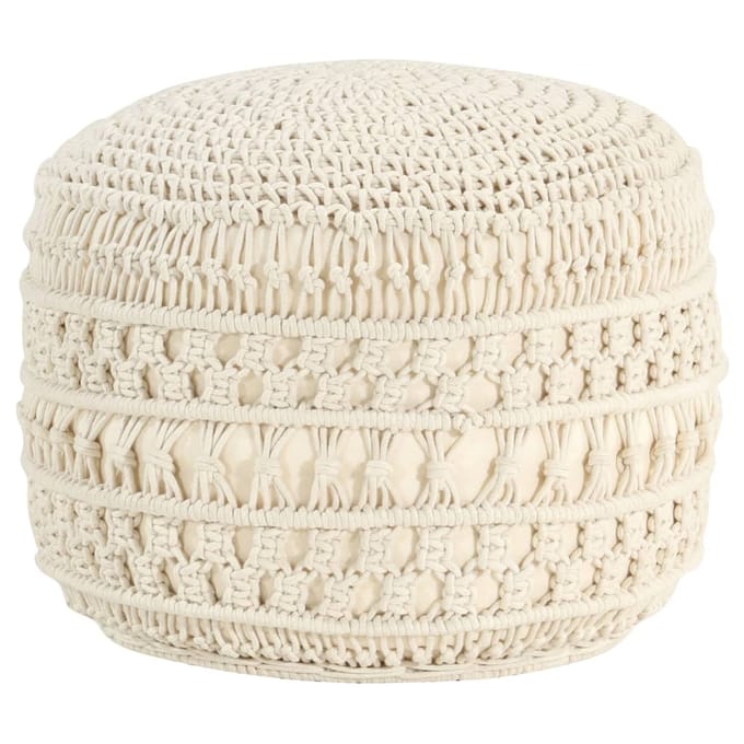 vidaXL - Poef - macramé - handgemaakt - 45x30 - cm - katoen