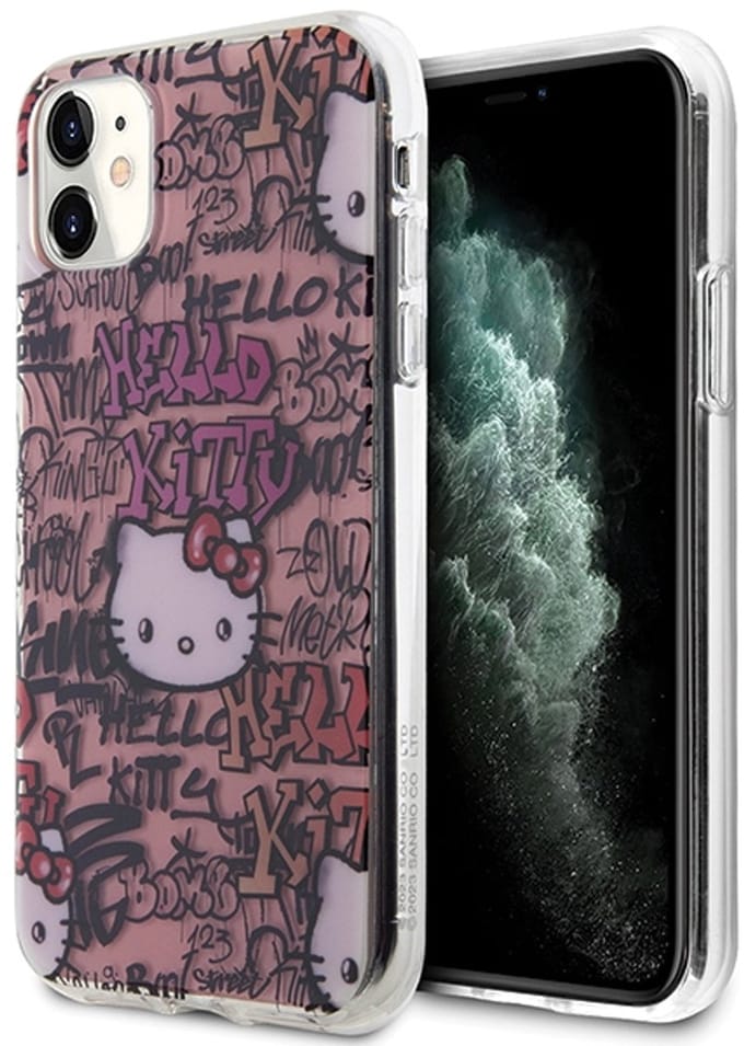 Hello Kitty Serie - iPhone 11 Hoesje - Hardcase - Roze Graffiti - IML Design