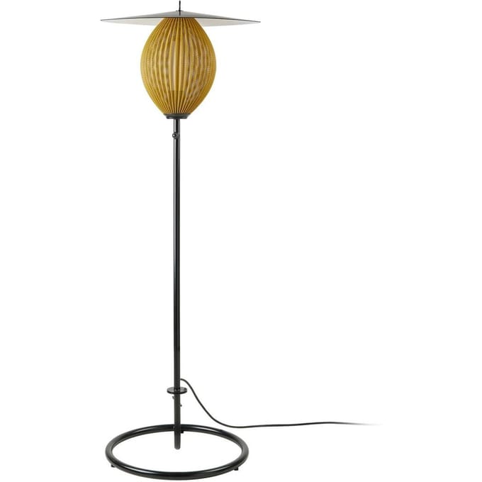 Gubi buiten vloerlamp Satellite, IP65, zwart/mosterdgoud