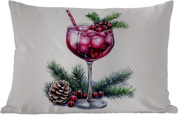 Buitenkussens - Winter - Cocktail - Decoratie - Drank - Kerst - 60x40 cm - Weerbestendig