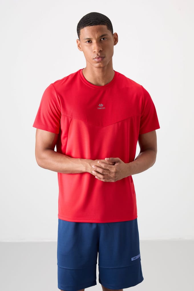 Heren Effen Polyester T-shirt met Ronde Hals