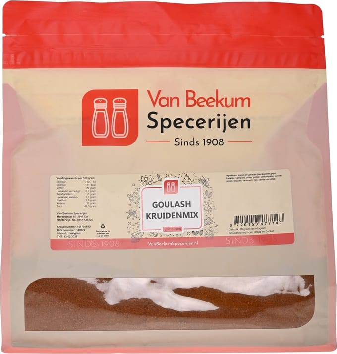 Van Beekum Specerijen - Goulash Kruidenmix - 1 KG (hersluitbare stazak)