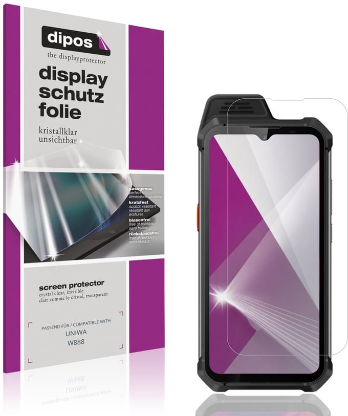 dipos – 4x Beschermfolie geschikt voor UNIWA W888 | Krasbestendige & heldere Screenprotector Ultra-Thin