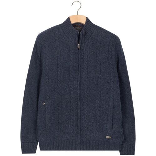 Baileys Vest Lined Cable Pattern Full Zip Wool Blend Dark Blue / male